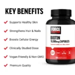 Force Factor Essentials Biotin for Hairs, Nails, Skin 100 Capsules - Image 4